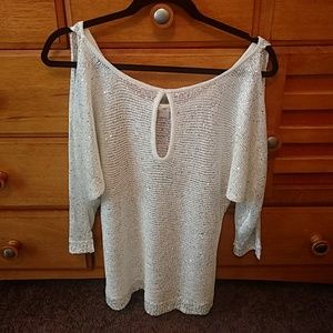 Women's gorgeous detailed silver/white blouse